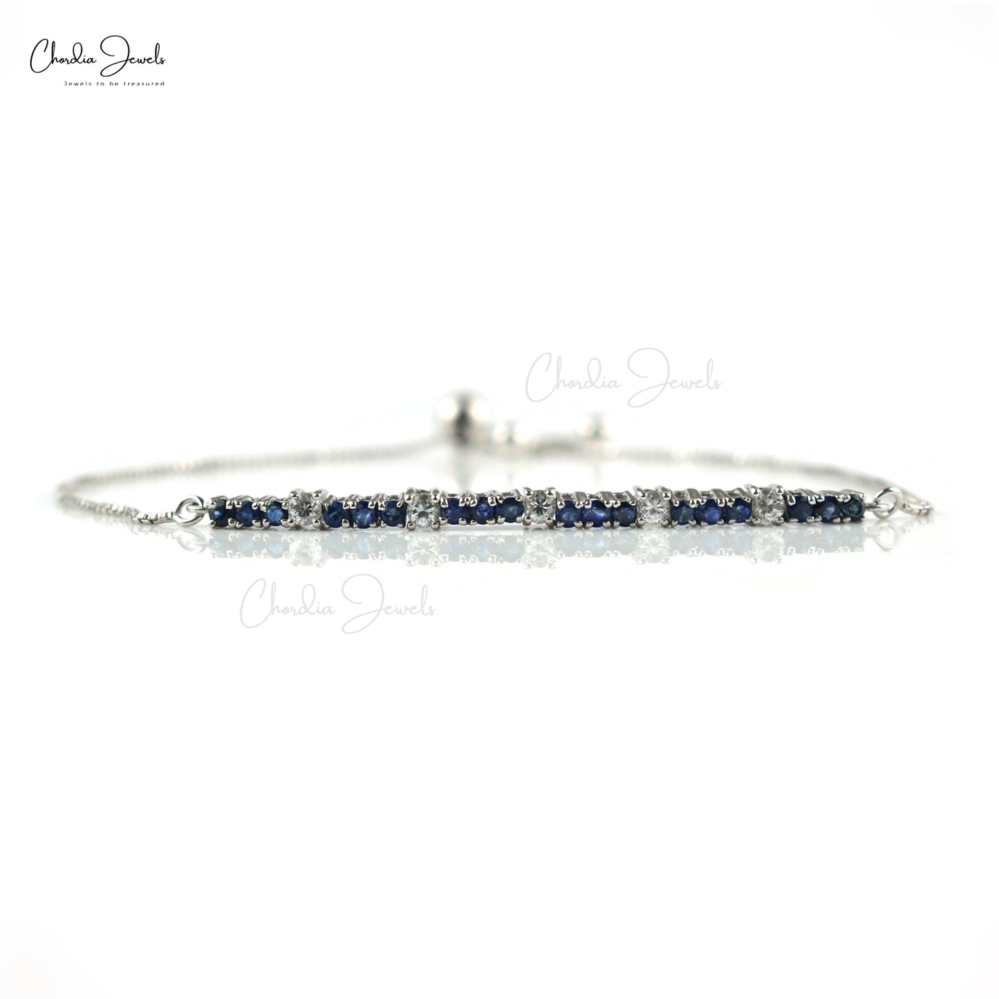 Blue Sapphire Gemstone Silver Bracelet Gift For Best Friend Zircon Infinity Bracelet  