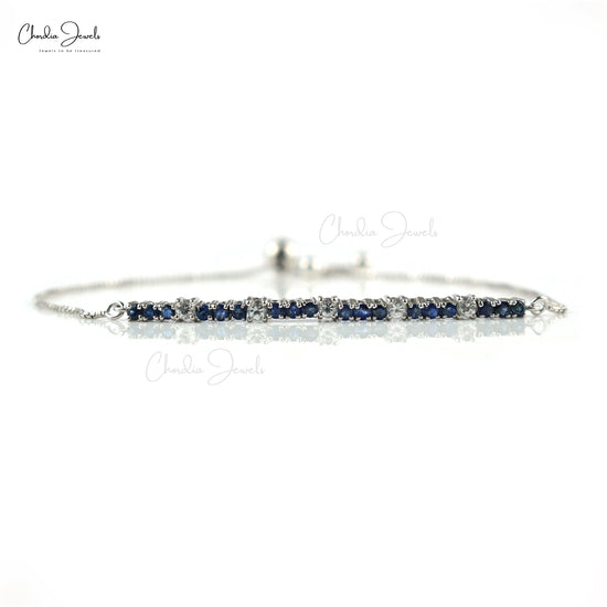 Round-Cut Blue & White Lab-Created Sapphire Bracelet Sterling Silver 7.5” |  Kay