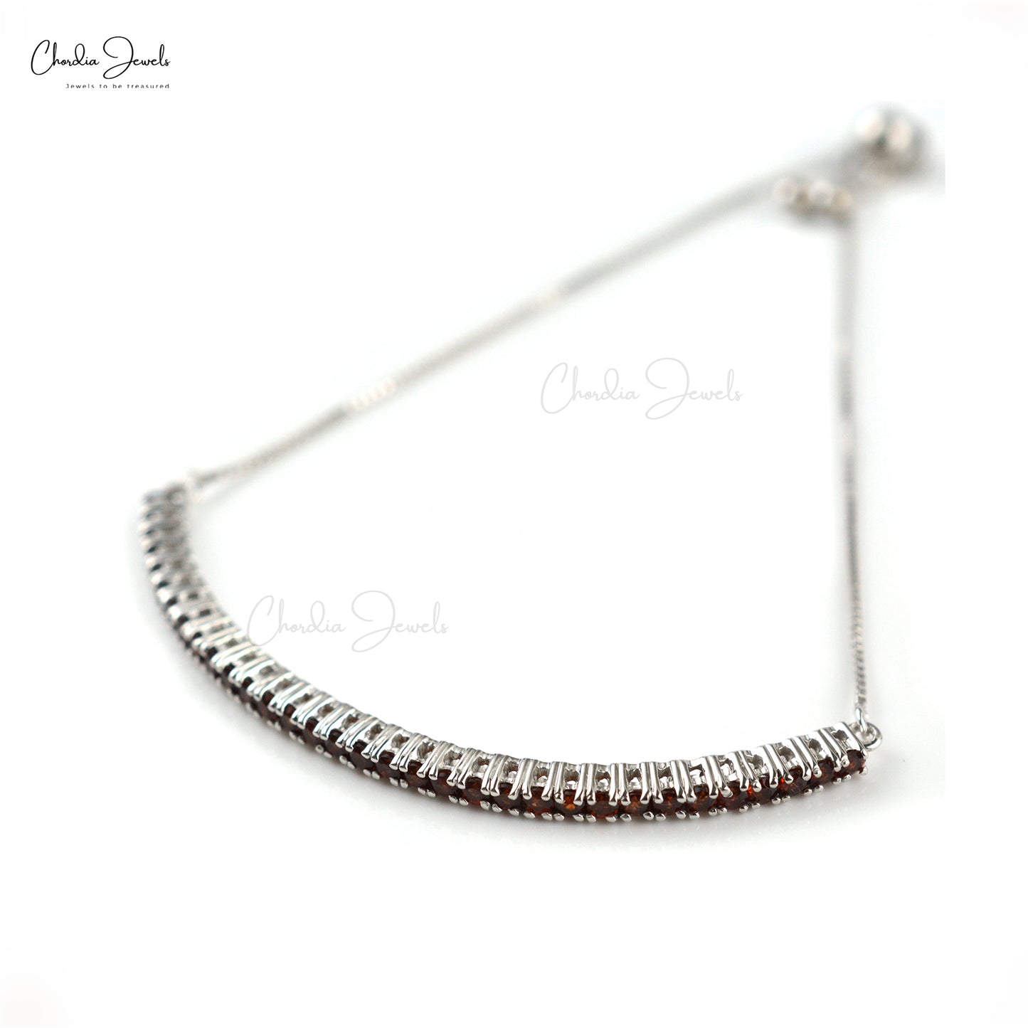 Top Quality Jewelry At Offer Price Natural Garnet Slider Clasp Bracelet 925 Sterling Silver Bracelet Round Cut Gemstone Jewelry