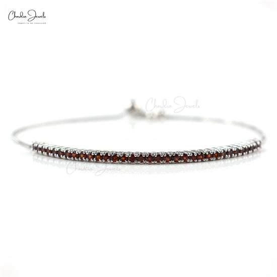 Top Quality Jewelry At Offer Price Natural Garnet Slider Clasp Bracelet 925 Sterling Silver Bracelet Round Cut Gemstone Jewelry