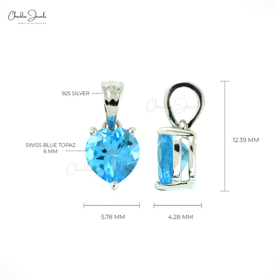 Elegant Genuine Sky Blue Topaz Charm Pendant With 925 Sterling Silver Gemstone Jewelry At Discount Price