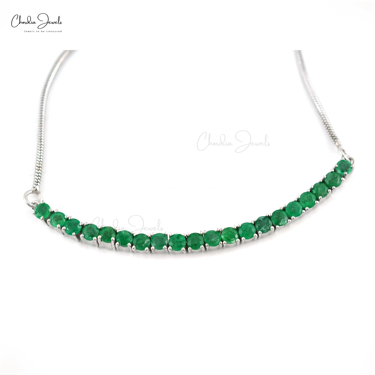 Hot Selling Natural Emerald Bracelet 925 Sterling Silver Round Cut Gemstone Jewelry Prong Set Fashion Jewelry At Factory Cost