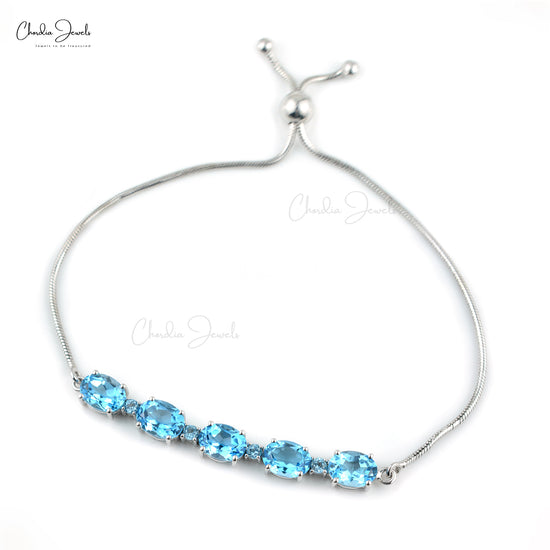 Load image into Gallery viewer, High Finish Jewelry At Discount Price 925 Sterling Silver Natural Swiss Blue Topaz Flexible Tennis Bracelet Prong Set Fashion Jewelry
