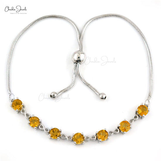 925 Sterling Silver Tennis Bracelet With Natural Citrine November Birthstone Fashion Jewelry At Offer Price