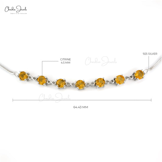 925 Sterling Silver Tennis Bracelet With Natural Citrine November Birthstone Fashion Jewelry At Offer Price