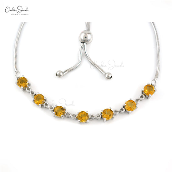 Citrine Gemstone Silver Bracelet