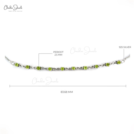 Load image into Gallery viewer, Hot Selling 925 Sterling Silver Jewelry At Offer Price Genuine Peridot Tennis Bracelet 2.5MM Round Cut Gemstone Jewelry
