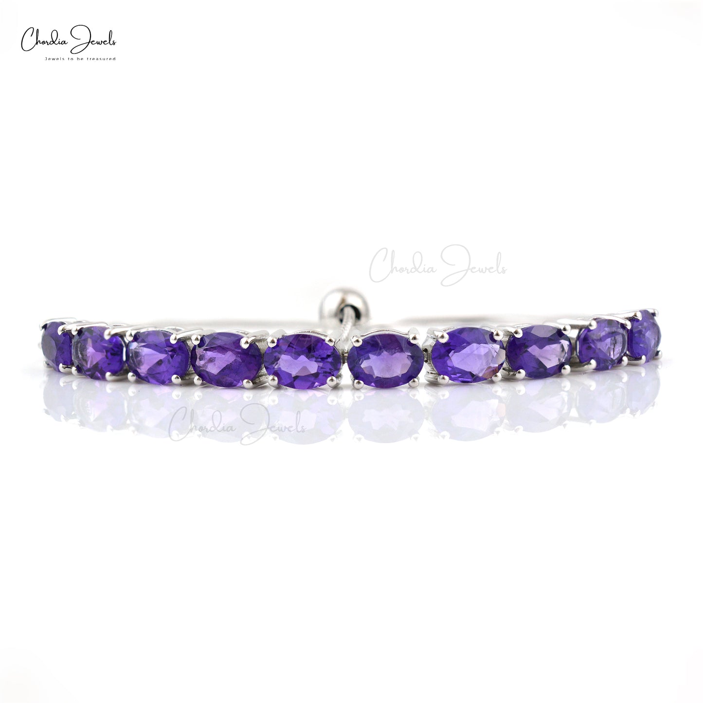 Amethyst Gemstone Silver Bracelet