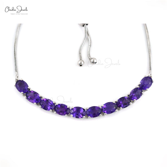 Load image into Gallery viewer, Beautiful Genuine Amethyst Bracelet In 925 Sterling Silver Tennis Jewelry Prong Set Trendy Jewelry At Discount Price
