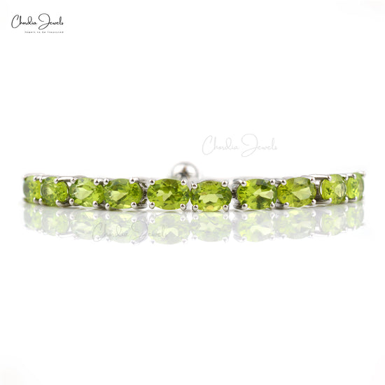 Peridot Gemstone Silver Bracelet