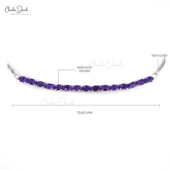 925 Sterling Silver Tennis Bracelet Studded With Natural Amethyst Gemstone Jewelry From Top Supplier At Wholesale Price 