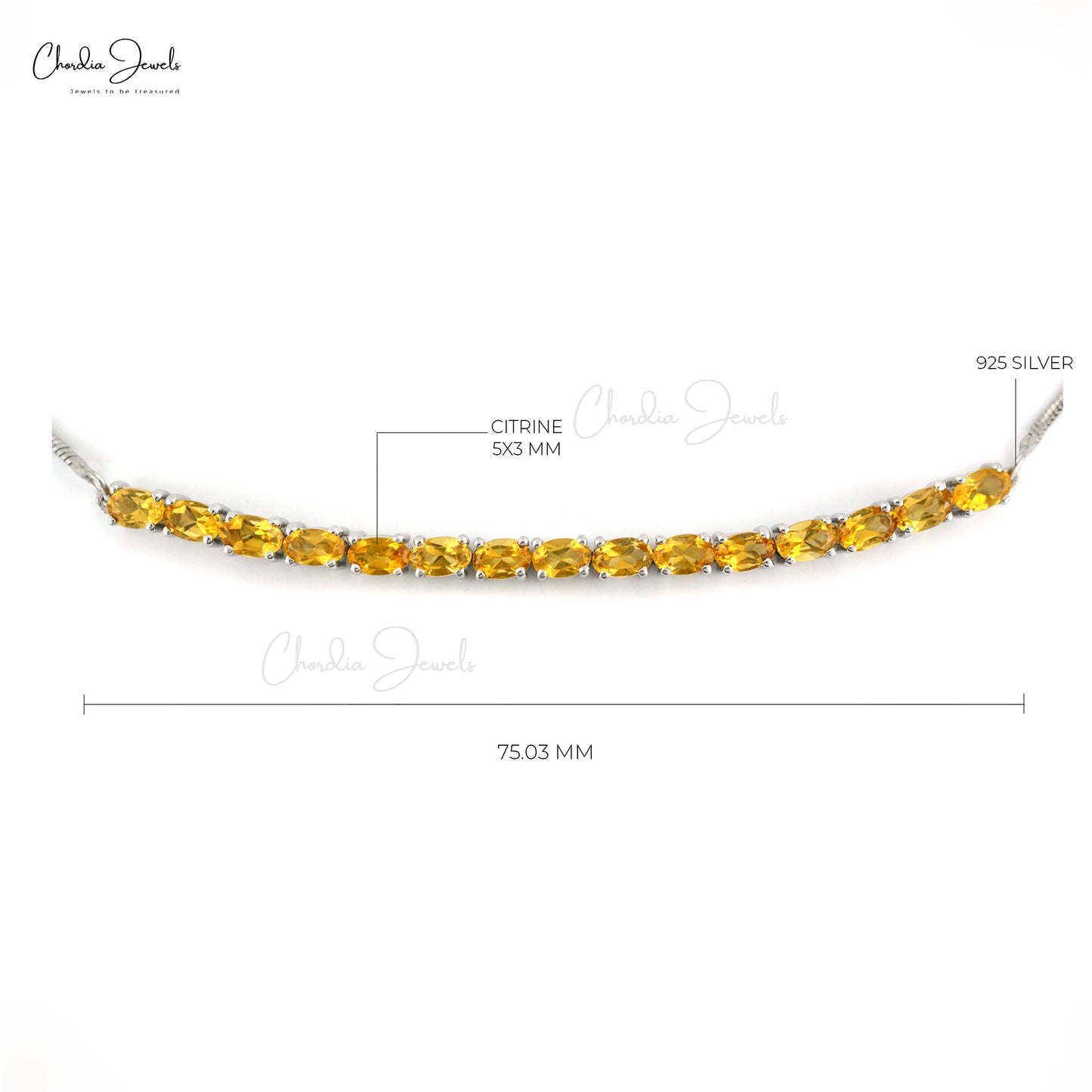 925 Sterling Silver Tennis Bracelet With Natural Citrine Gemstone Jewelry At Wholesale Price