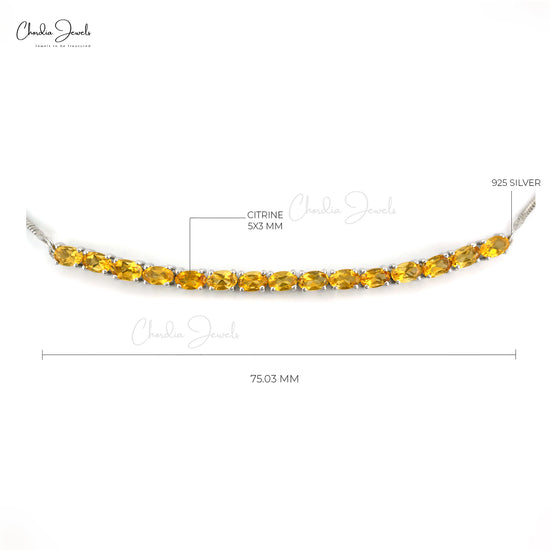 925 Sterling Silver Tennis Bracelet With Natural Citrine Gemstone Jewelry At Wholesale Price
