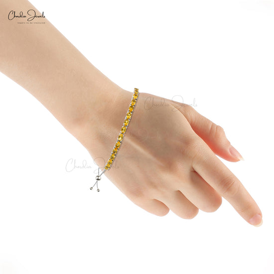 925 Sterling Silver Tennis Bracelet With Natural Citrine Gemstone Jewelry At Wholesale Price