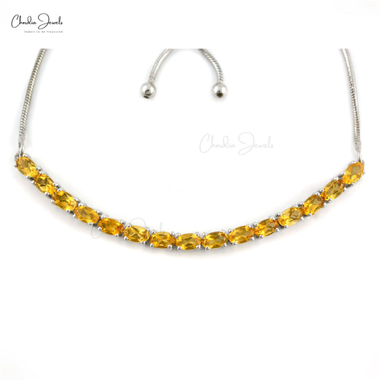 925 Sterling Silver Tennis Bracelet With Natural Citrine Gemstone Jewelry At Wholesale Price