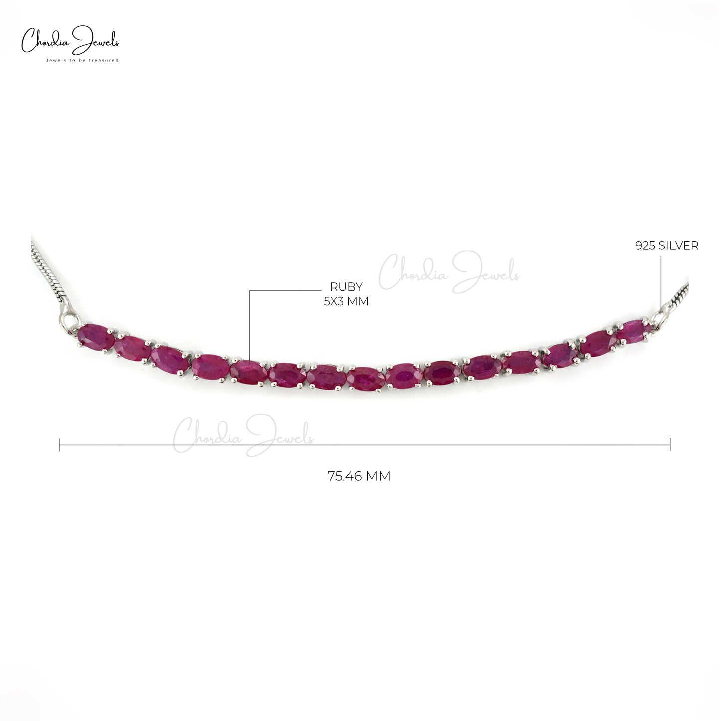 Genuine Ruby Tennis Bracelet 925 Sterling Silver Gemstone Fine Silver Wedding Jewelry At Discount Price