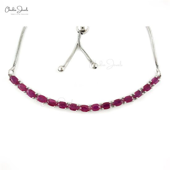 Load image into Gallery viewer, Genuine Ruby Tennis Bracelet 925 Sterling Silver Gemstone Fine Silver Wedding Jewelry At Discount Price
