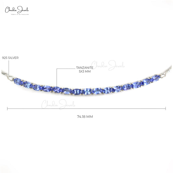 Natural Tanzanite Tennis Bracelet 925 Sterling Silver Oval Cut Gemstone Jewelry From Top Manufacturer At Offer Price