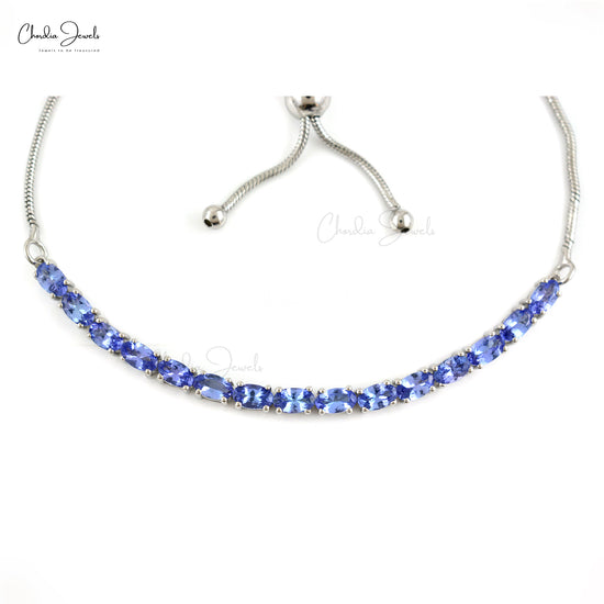 Natural Tanzanite Tennis Bracelet 925 Sterling Silver Oval Cut Gemstone Jewelry From Top Manufacturer At Offer Price