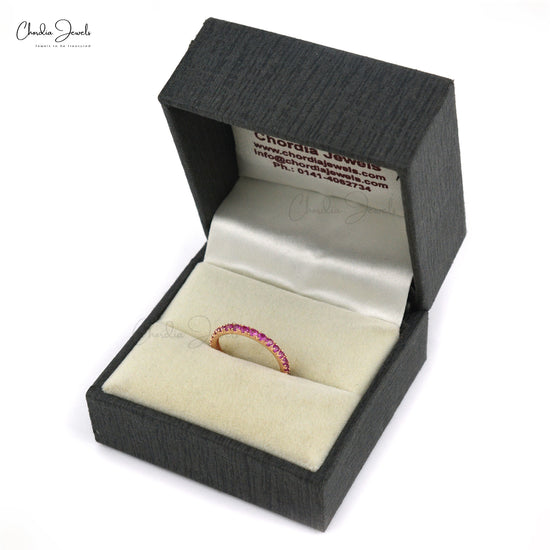 Fashion Jewelry At Offer Price Genuine Ruby Half Eternity Ring In Rose Gold Plated 925 Sterling Silver Round Cut Gemstone Eternity Band