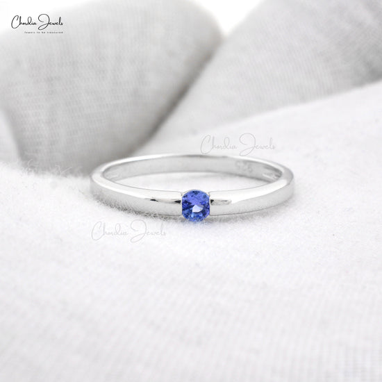 Load image into Gallery viewer, 925 Sterling Silver Blue Tanzanite Solitaire Ring for Women
