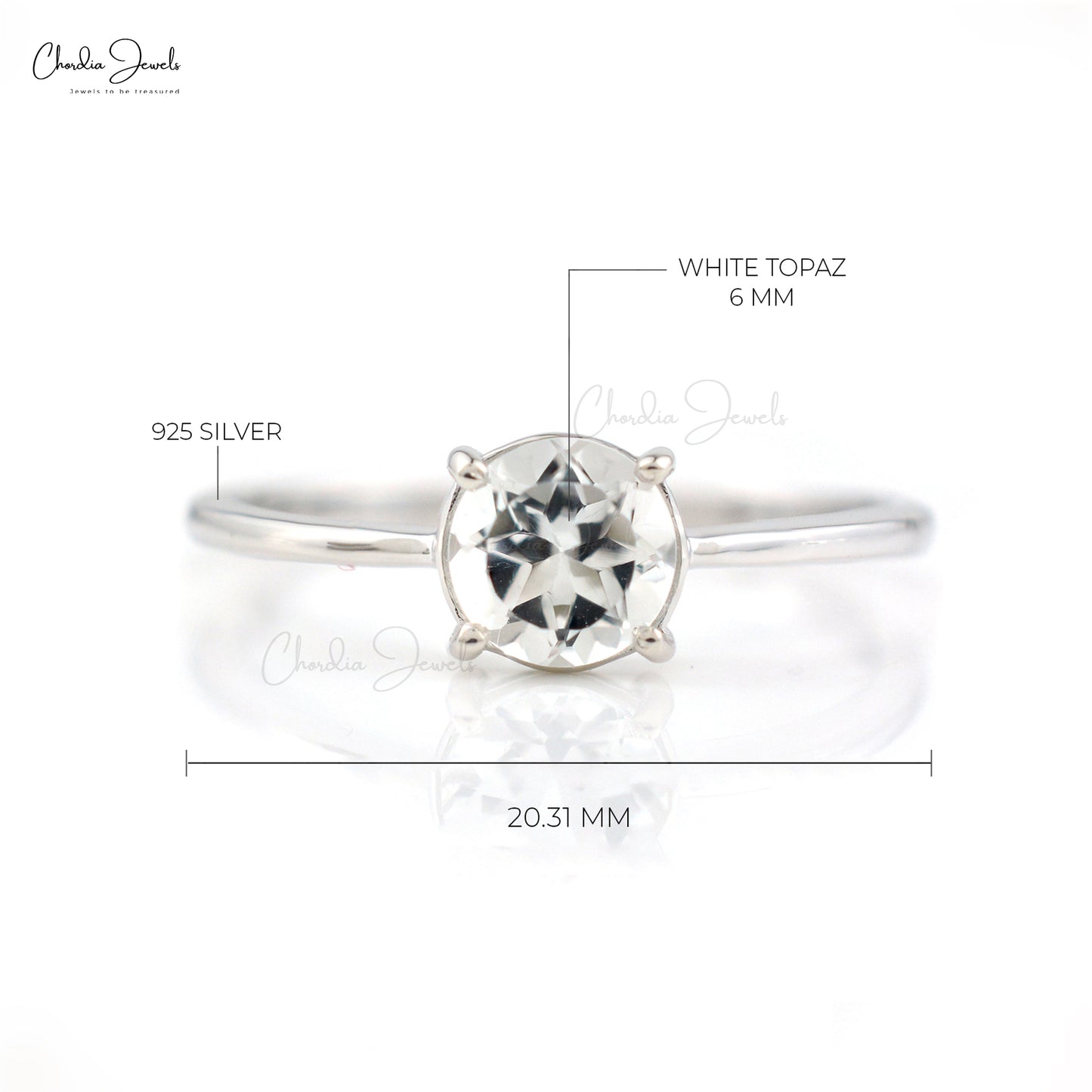 Load image into Gallery viewer, AAA Quality White Topaz Solitaire Ring With 925 Sterling Silver Round Cut Gemstone Dainty Jewelry At Wholesale Price
