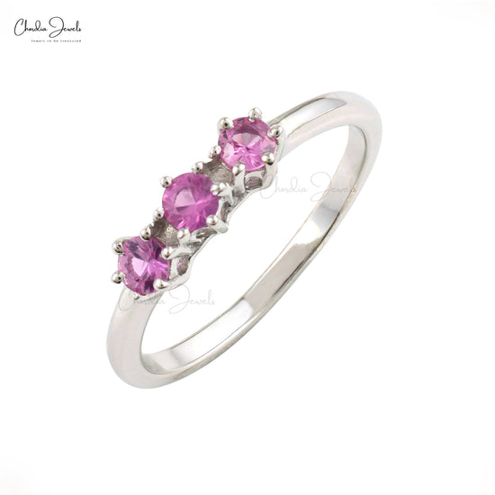 Pink Sapphire Gemstone Silver Ring September Birthstone jewelry