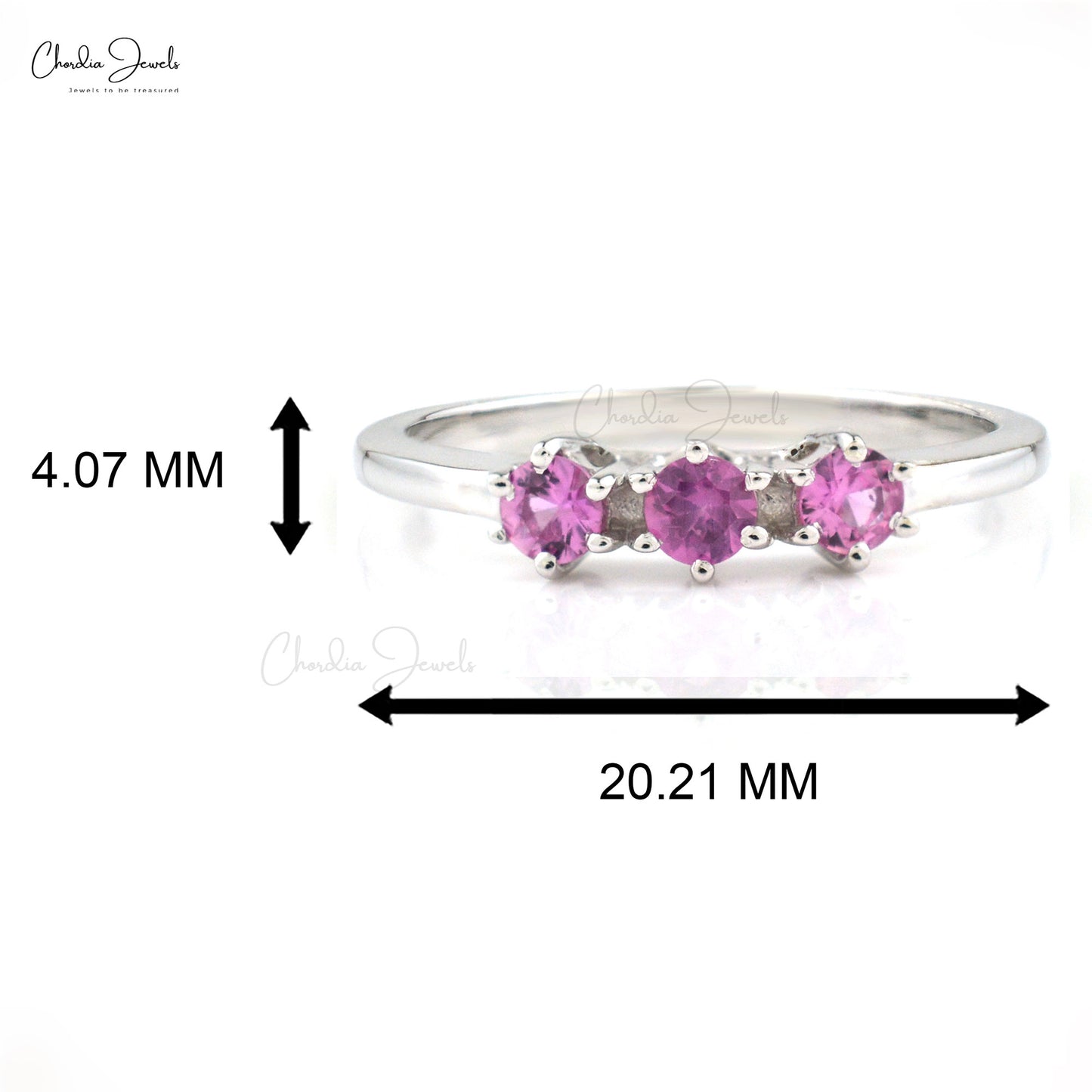 Genuine Pink Sapphire 925 Sterling Silver 3 Stone Ring Handmade Jewelry September Birthstone Ring At Wholesale Price