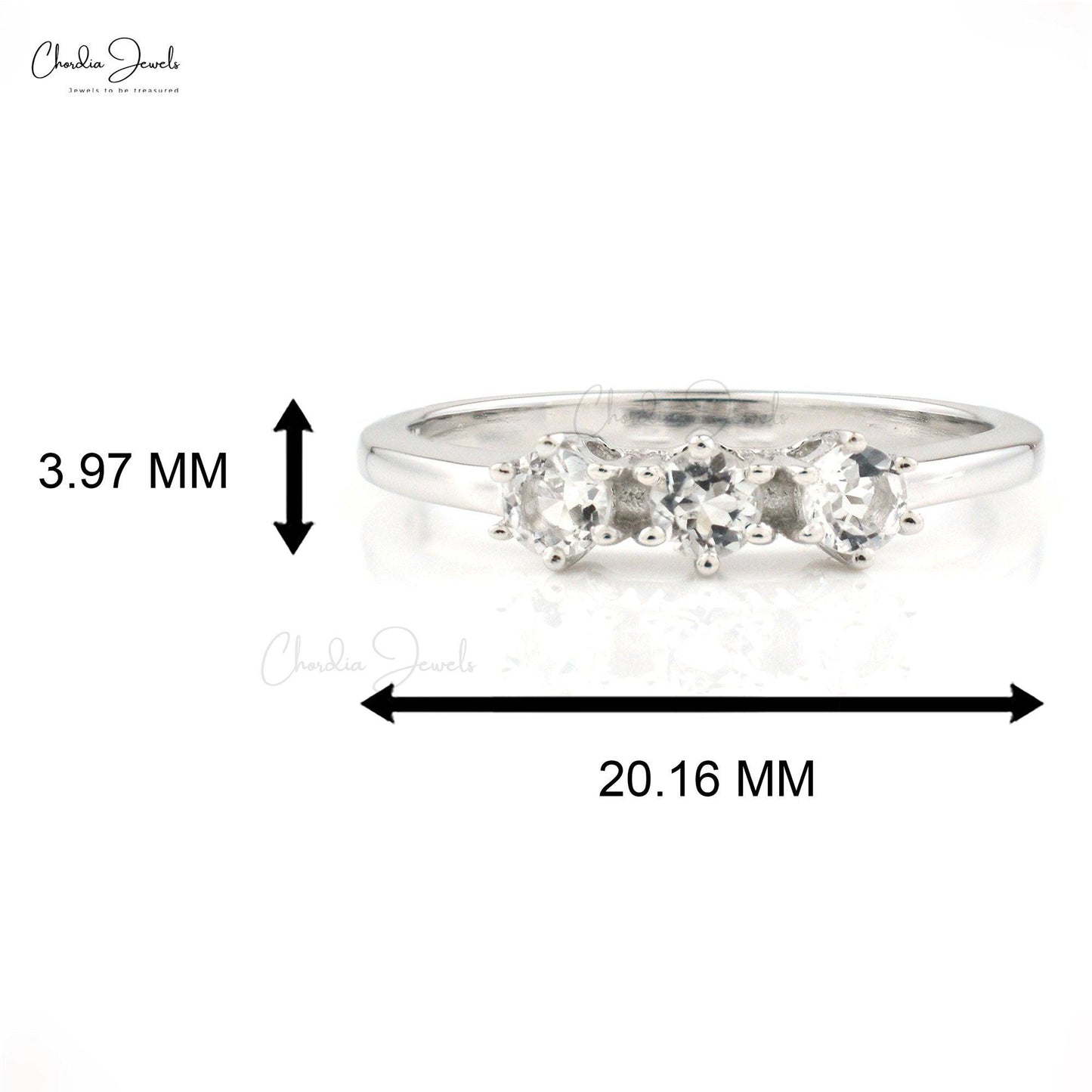 0.63Carats Genuine White Topaz Gemstone Ring Backed With 925 Sterling Silver For Women' Gift - Chordia Jewels