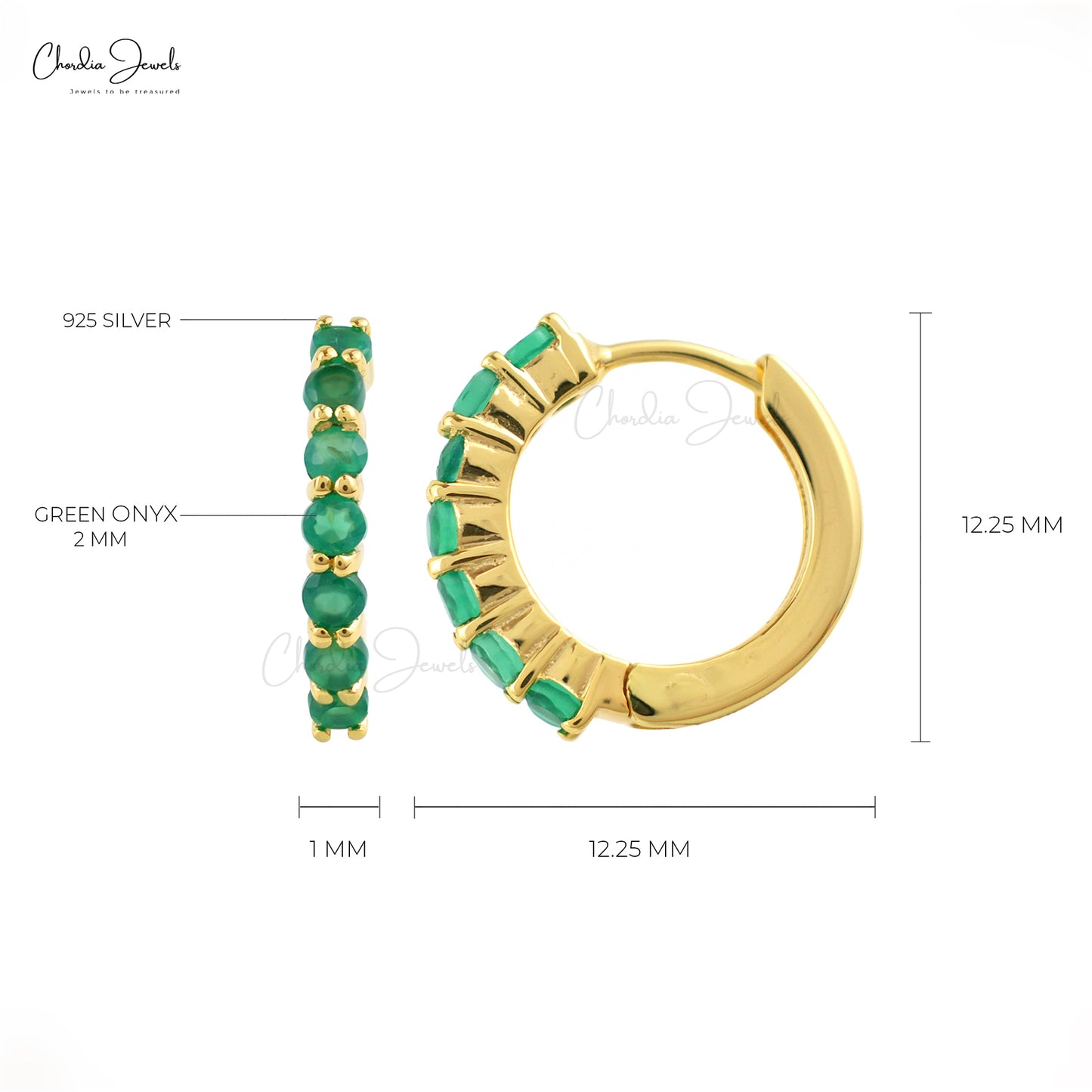 Best Quality 925 Sterling Silver Round Green Onyx Gemstone Hoop Earrings From Top Wholesaler At Factory Price