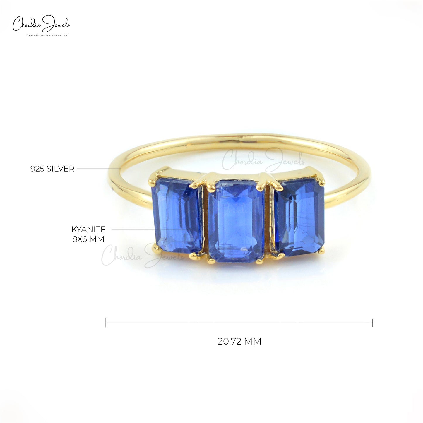 Load image into Gallery viewer, Top Grade 925 Sterling Silver 3 Stone Ring For Gift With Kyanite Gemstone Jewelry From Top Wholesaller At Offer Price
