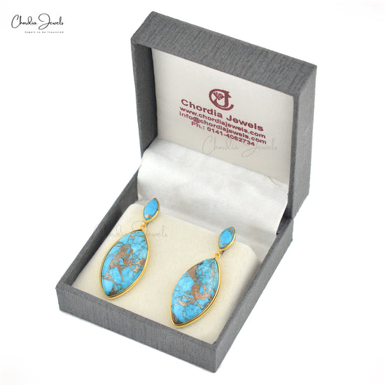 925 Sterling Silver Natural Turquoise Gemstone Dangler Drop Earrings At Wholesale Price