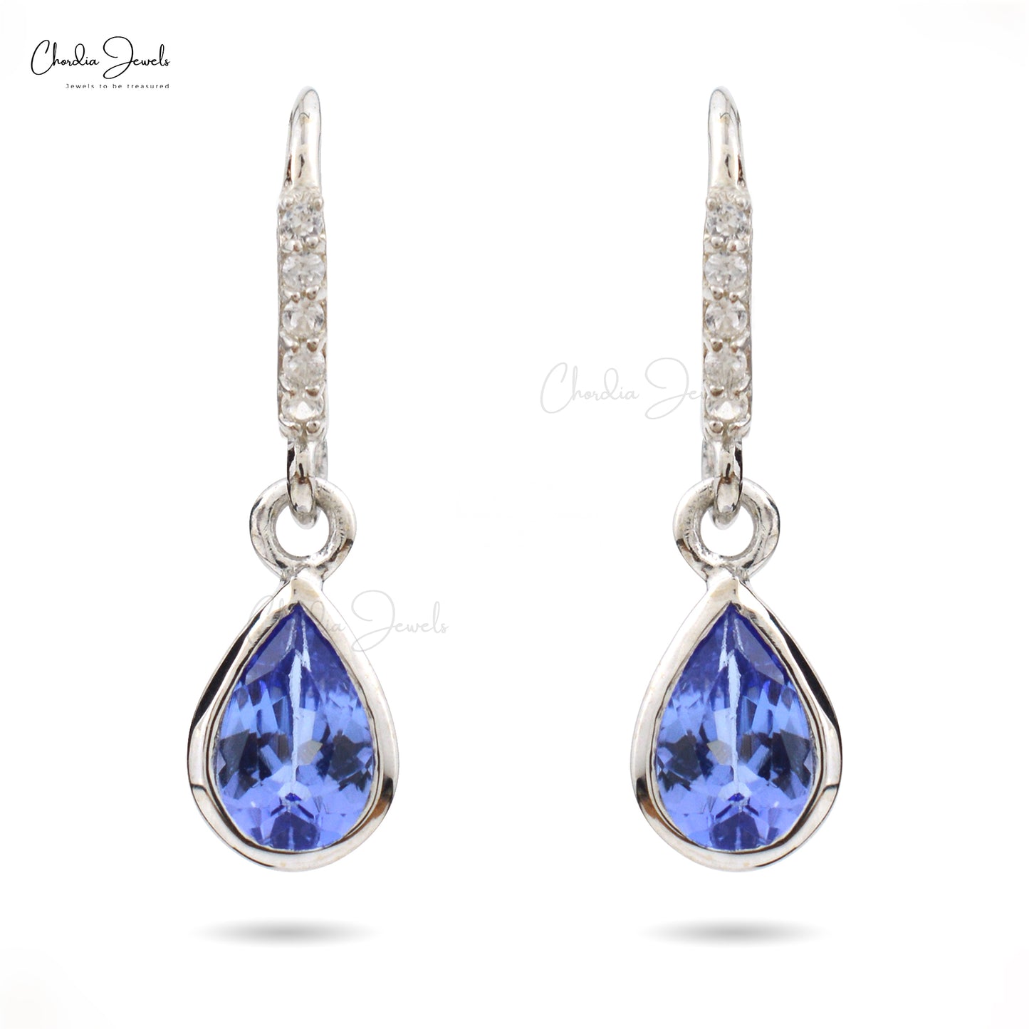 Load image into Gallery viewer, Tanzanite Gemstone Silver Earrings Natural White Zircon Dangling Earring
