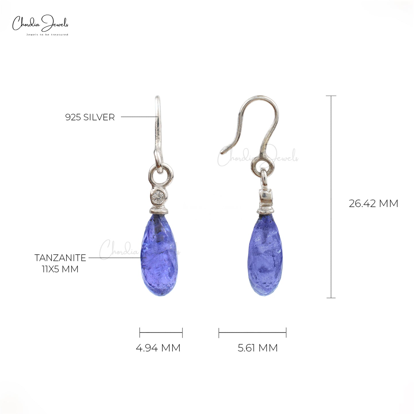 Top Supplier Tanzanite Earrings 925 Sterling Sliver Natural White Zircon Dangling Earrings December Birthstone Earrings At Offer Price