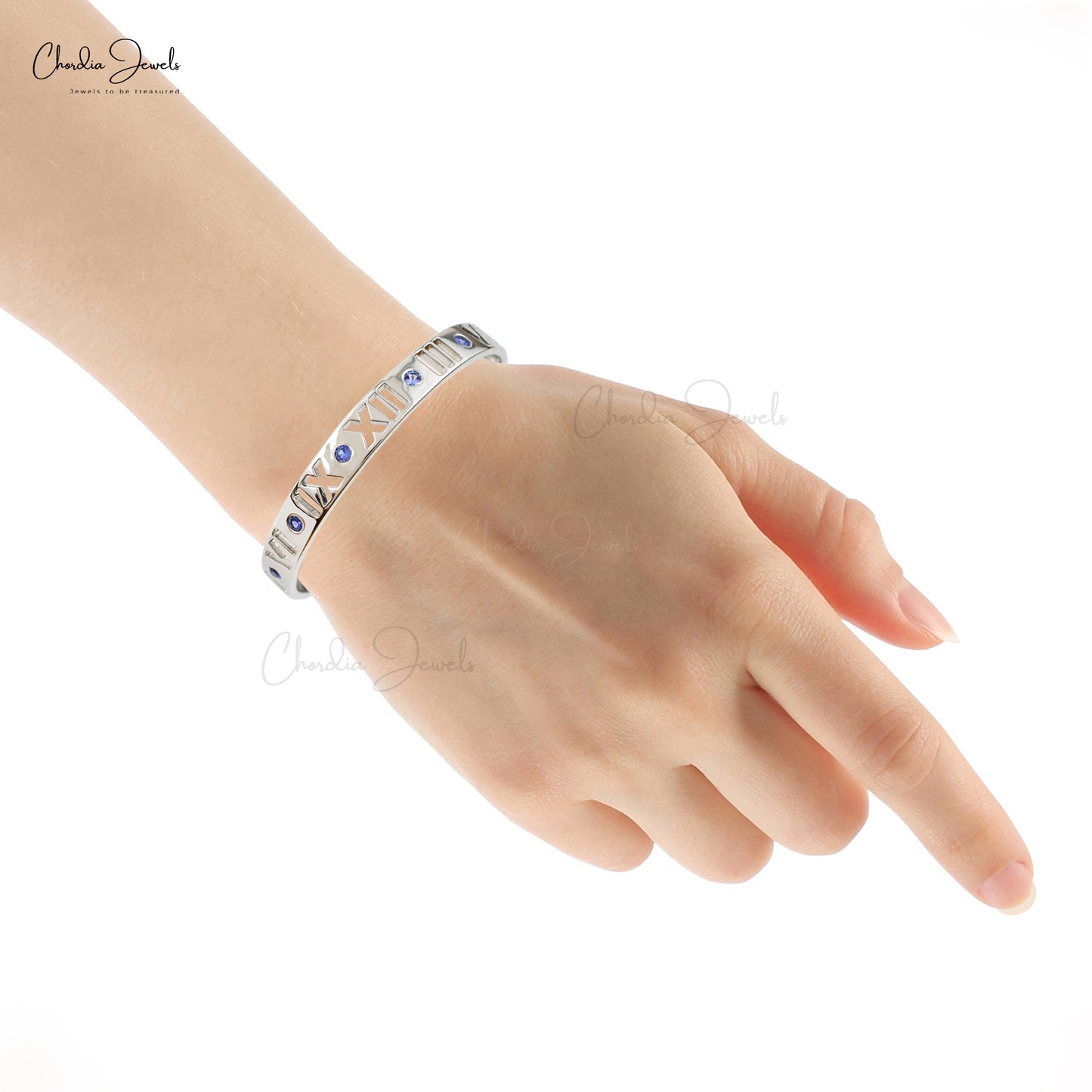 925 Sterling Silver Fixed Bracelet In Genuine Tanzanite Gemstone Jewelry Top Quality At Wholesale Price