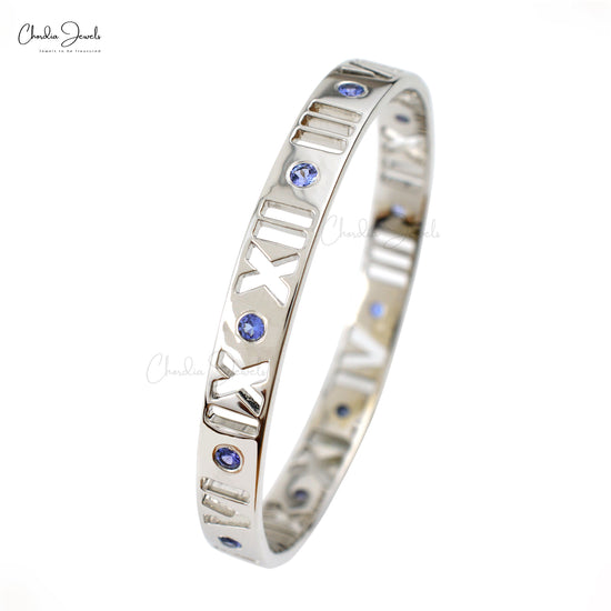 925 Sterling Silver Fixed Bracelet In Genuine Tanzanite Gemstone Jewelry Top Quality At Wholesale Price
