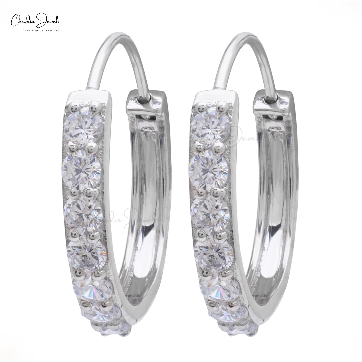 Genuine Cubic Zircon Hoops With 925 Sterling Silver