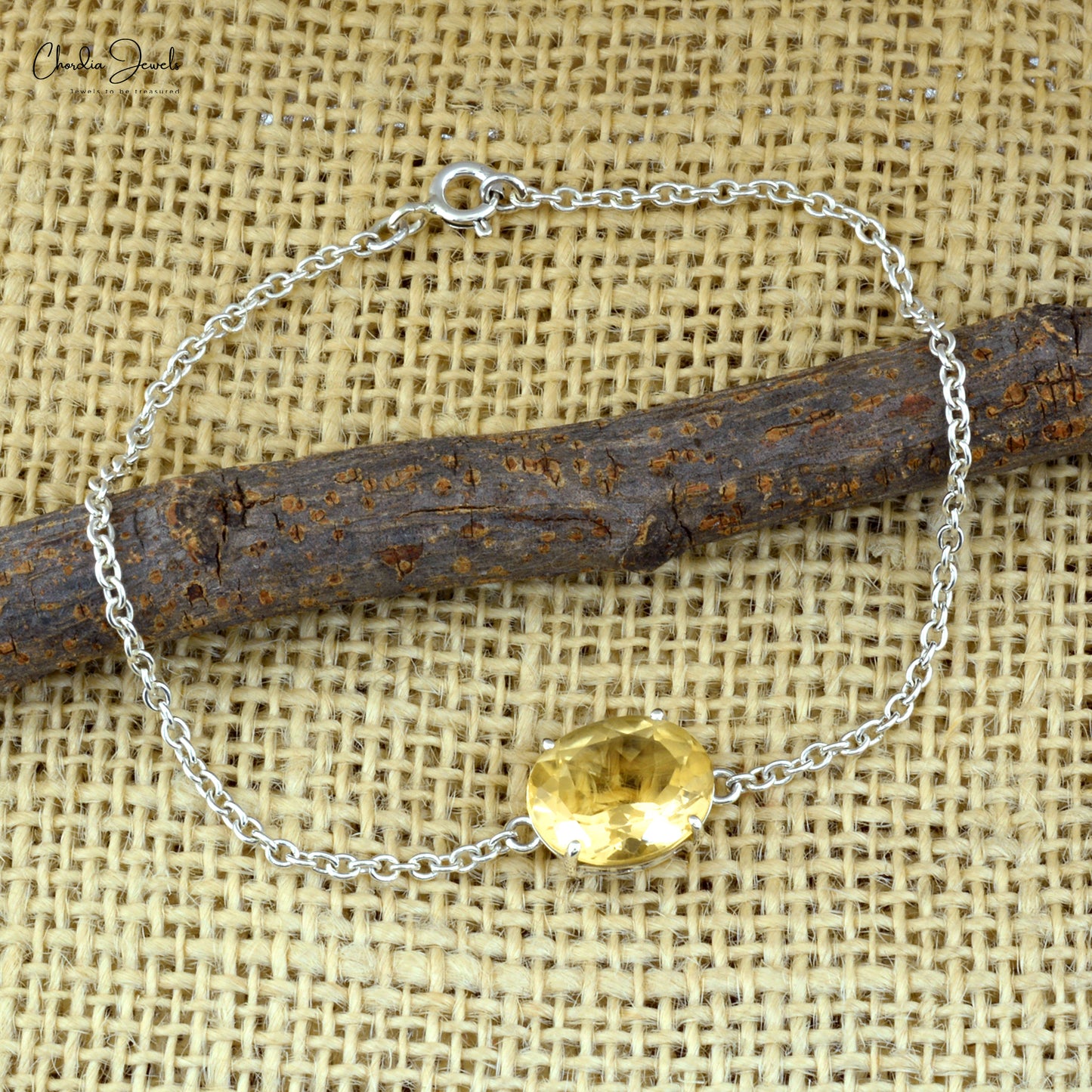 Hot Selling 925 Sterling Silver Chain Bracelet With Natural Citrine Gemstone Jewelry At Affordable Price