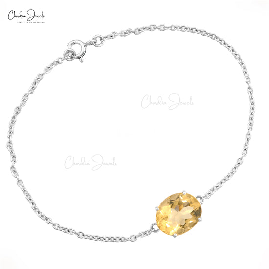 Citrine Gemstone Silver Bracelet Gift For Best Friend Zircon Infinity Bracelet  