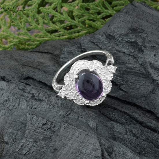 Art Deco Ring Natural Amethyst Engagement Ring 925 Sterling Silver Cubic Zircon Fashion Jewelry At Wholesale Price