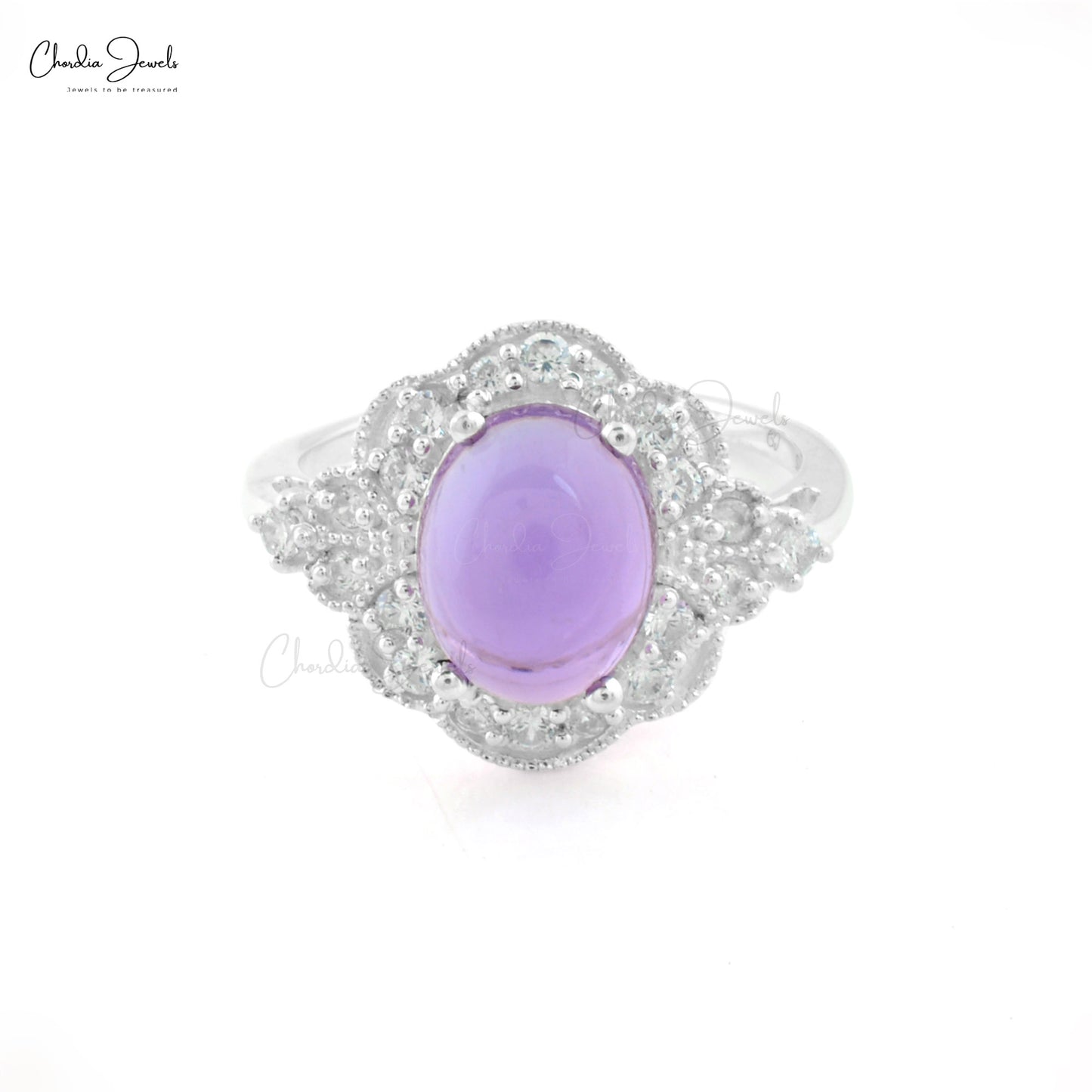 Art Deco Ring Natural Amethyst Engagement Ring 925 Sterling Silver Cubic Zircon Fashion Jewelry At Wholesale Price