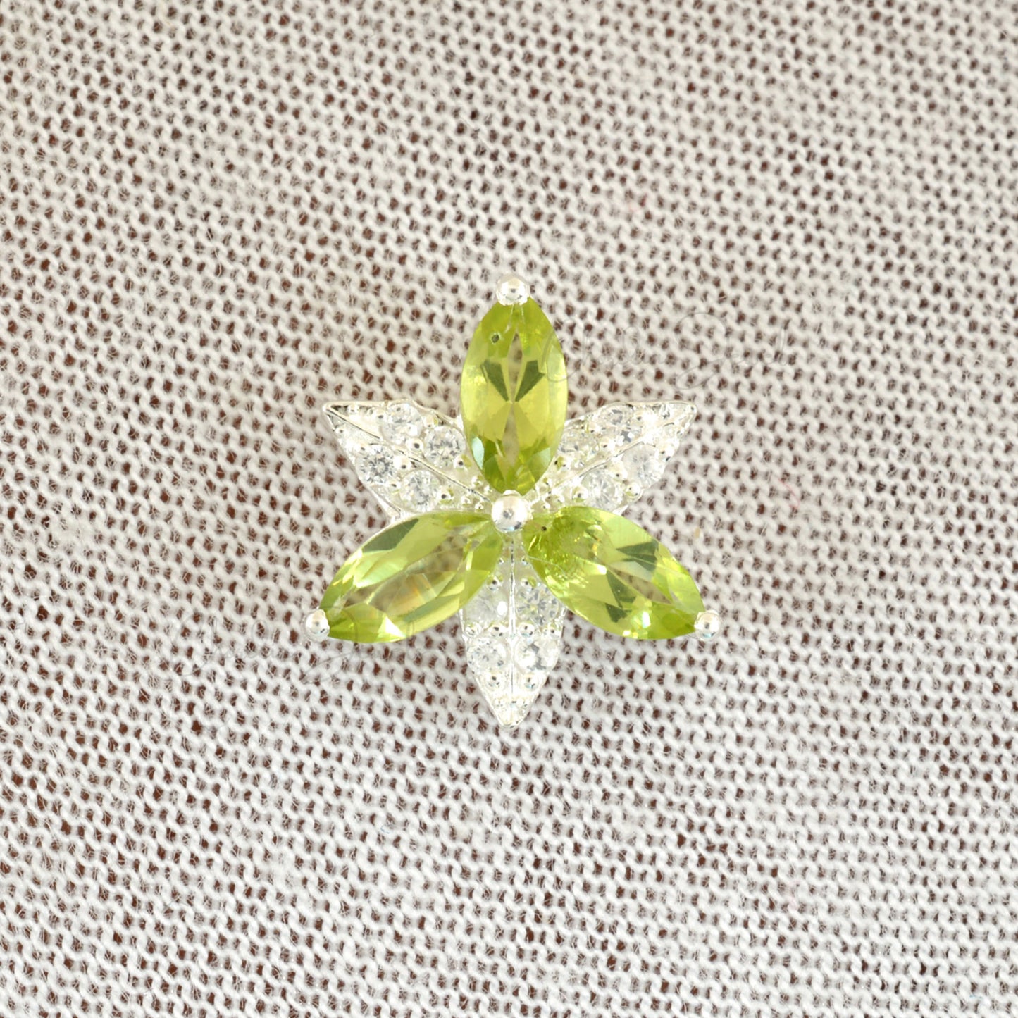 925 Sterling Silver Flower Necklace with Marquise Cut Natural Peridot Zircon Gemstone Prong Set Trendy Jewelry At Offer Price