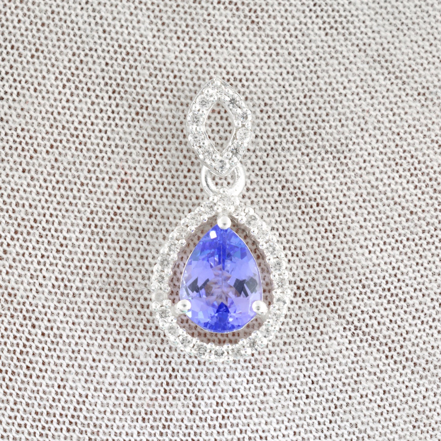 925 Sterling Silver Natural Tanzanite And Zircon Dangling Pendant With Pear Cut December Birthstone Jewelry At Discount Price