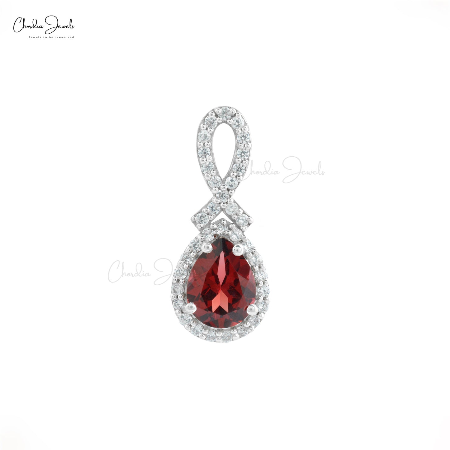 Garnet Gemstone Silver Pendant Zircon Jewelry