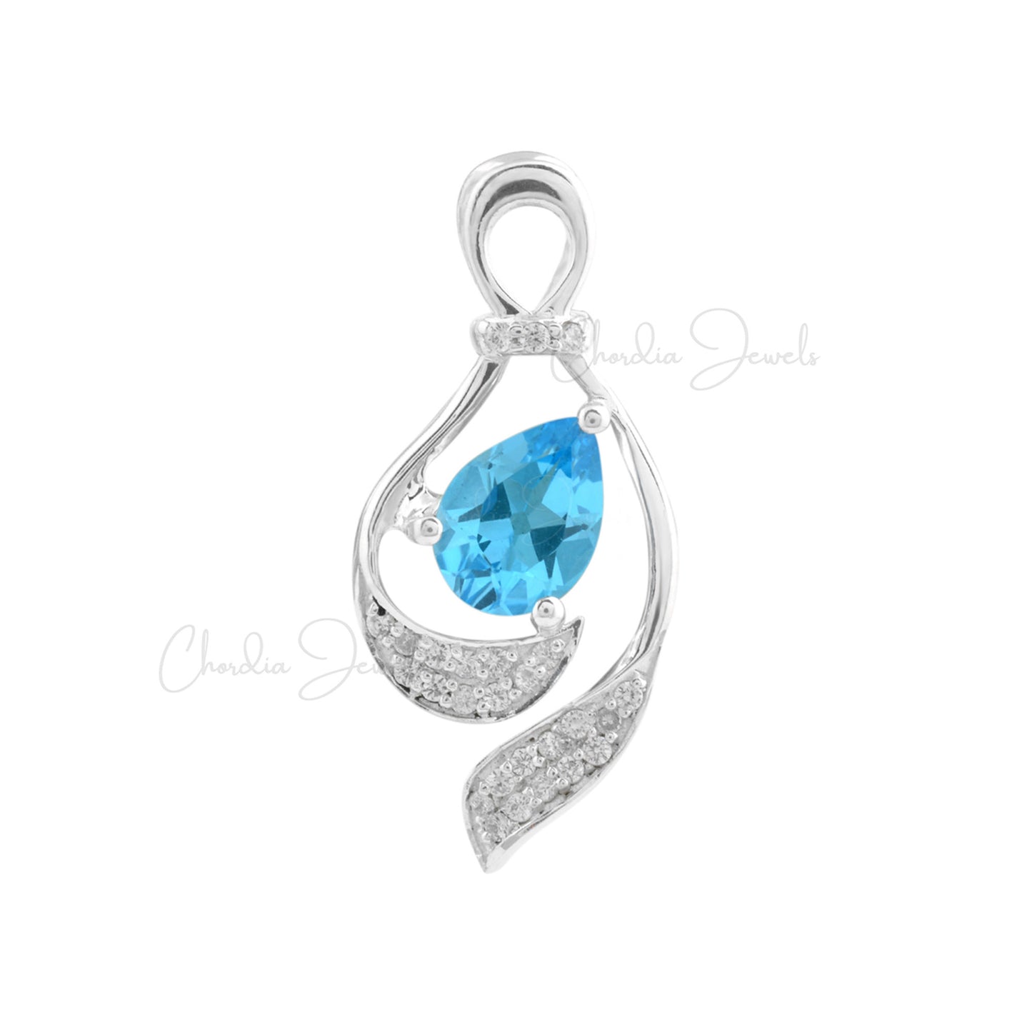 Natural Swiss Blue Topaz Pendant AAA Quality Jewelry At Offer Price 925 Sterling Silver December Birthstone Jewelry