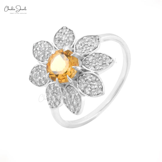Load image into Gallery viewer, Citrine Gemstone Silver Ring Zircon Jewelry
