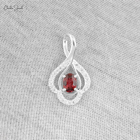 925 Sterling Silver Gemstone Pendant AAA quality Oval Cut Garnet Pendant January Birthstone Pendant At Factory Cost
