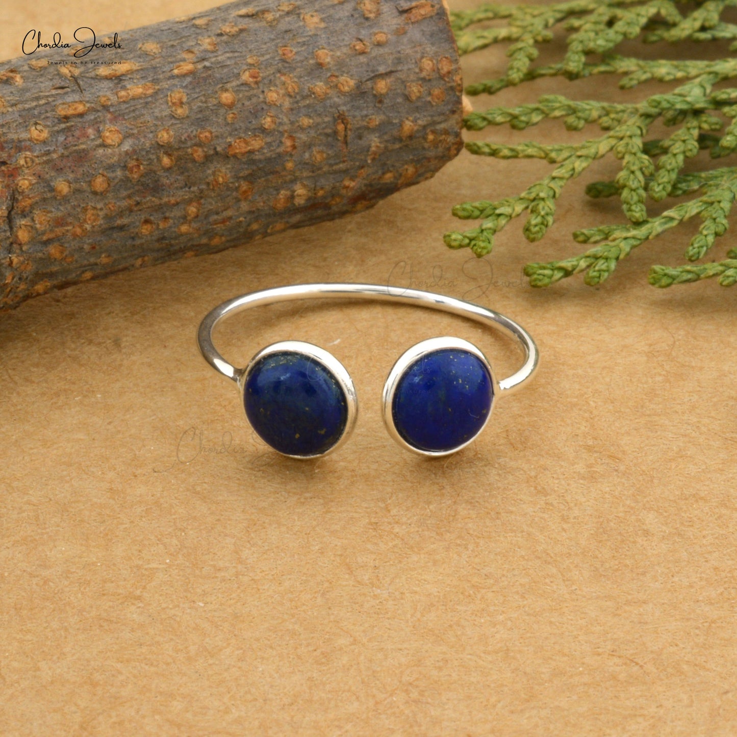 Genuine Top-Quality Lapis Lazuli Two Stone Open Shank Ring 925 Sterling Silver Wedding Ring At Wholesale