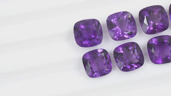 Load and play video in Gallery viewer, Cushion Cut Amethyst Loose Gemstone 
