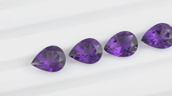 Load and play video in Gallery viewer, 5X7MM AAA Quality African Amethyst Pear Cut Natural Loose Gemstone For Making Jewelry, 1 Piece

